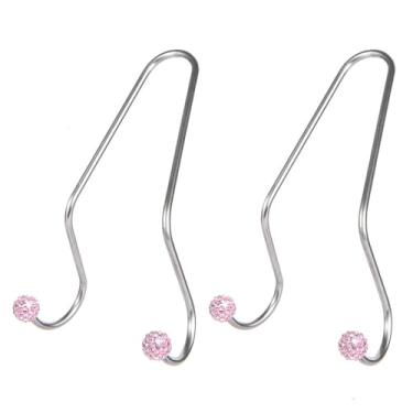 Imagem de MINGZAIQIPEI Decorações de gancho de encosto de cabeça de carro, 2 peças de gancho brilhante, ganchos inoxidáveis cabides de carro e suporte de banco traseiro durável, armazenamento universal (rosa)