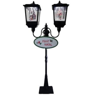 Imagem de Poste Natalino Duplo Luxo Musical, Neve e Leds 180cm Bivolt super saldão