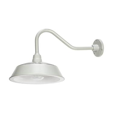 Imagem de Gama Sonic Luz solar de celeiro para ambientes externos com lâmpada de cúpula de metal de 14,5 polegadas, LED brilhante de 250 lúmens, pescoço de ganso para montagem na parede, crepúsculo ao amanhecer