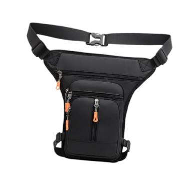 Imagem de Dynwave Men Bolsa de cintura Bolsa Crossbody Motorcycle Bag Fanny Pack com tira ajustável Pacote de quadril à prova d'água para caminhada para caminhada, Zíper Médio Preto