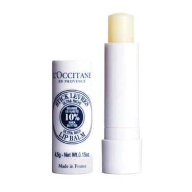 Imagem de L'OCCITANE Bálsamo labial ultra rico em manteiga de karité 10% orgânica, hidrata, nutre, repara e suaviza os lábios secos, rachados, de longa duração, vegano