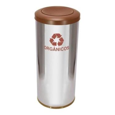 Imagem de Lixeira De Aço Inox 30L Com Tampa Plastica Meia Esfera - JSN