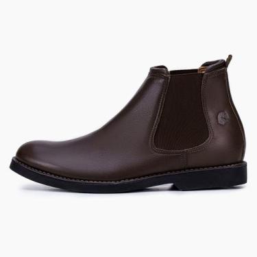 Imagem de Botina Chelsea em Couro Masculina Modelo Zuriel Marrom - Polo Urban, 3