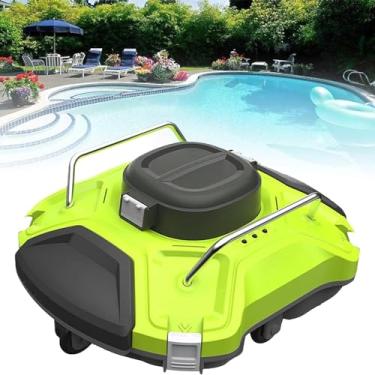 Imagem de Limpador robótico sem fios para piscinas, limpador robótico automático para piscinas, com 90 minutos de tempo de funcionamento, bateria recarregável para piscinas elevadas de até 550 pés