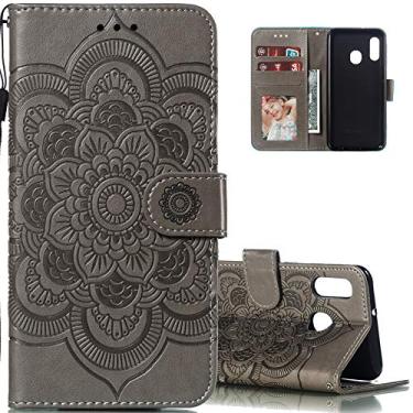 Imagem de LEECOCO Capa para Galaxy A10E Mandala Embossing Luxury PU Leather Flip Notebook Carteira Estilo Livro Suporte Magnético Slot para Cartão Folio Bumper Capa de Proteção para Samsung Galaxy A10E / A20E