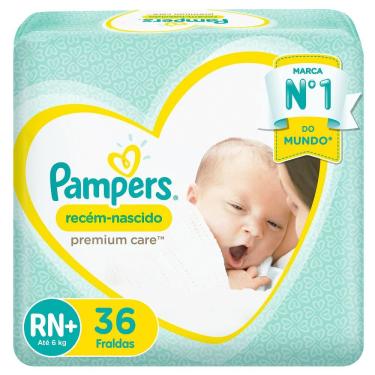Imagem de Fraldas Descartáveis Pampers Recém-Nascido Premium Care Tamanho RN+ 36 Unidades