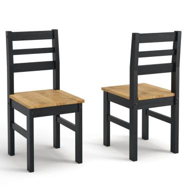 Imagem de Duas Cadeiras de Madeira Maciça Preto