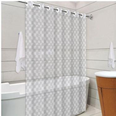 Imagem de Cortina Box Banheiro Pastilhas Preta Verde 3D Azul Turquesa e 3D Trans