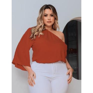 Imagem de Bata Feminina Plus Size Blusa Com Elástico Ajustável Mula Manca Croppe