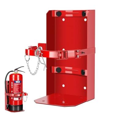 Imagem de Mokemok Suporte para Veículos Pesados, Suportes e Suportes para Extintores de Incêndio- Aço St12 Vermelho, Adequado para 10 Lb Seco/5 Lb Co2, para Escola, Garagem, Veículo, Barco,(10 Libras, Vermelho)