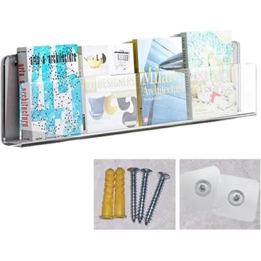 Imagem de ZDJZMGZ Porta-revistas de acrílico transparente, prateleira de exibição de panfleto simples para decoração de parede, organizador de panfletos (60 cm)