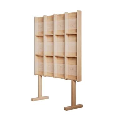 Imagem de Porta-jornais de chão Porta-revistas de chão, estante de leitura de madeira maciça, porta-livros criativo para exposição de jornais e CDs Porta-revistas de chão(Cream White)