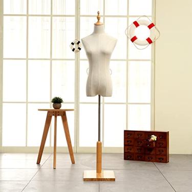 Imagem de Suporte de exibição manequim de manequim feminino meio comprimento manequim loja loja loja pano manequim modelo falso variedade de bases de madeira maciça