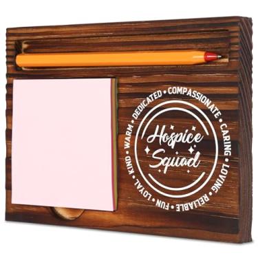 Imagem de Presente de esquadrão hospitalar para equipes de cuidados e enfermeiros, suporte de notas adesivas de madeira com compartimento para caneta, organizador de mesa de agradecimento para funcionários de