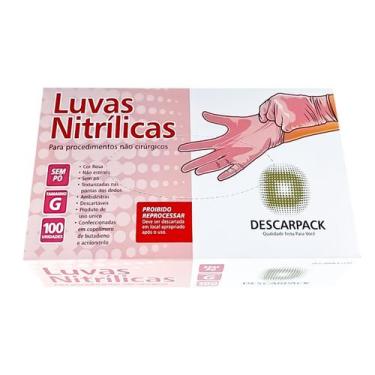Imagem de Luva nitrílica descart. sem pó rosa descarpack 500un tam:g, G
