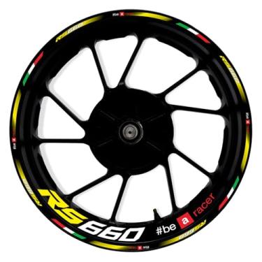 Imagem de Awonderful Kit de listras refletivas de motocicleta adesivos de aro de roda de vinil compatíveis com Aprilia RS660 2020-2023 (amarelo)