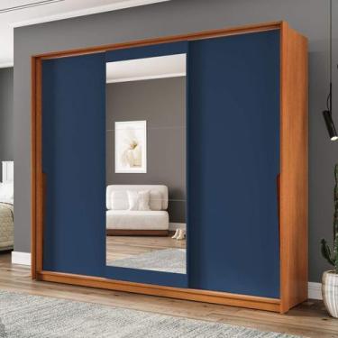 Imagem de Guarda Roupa Casal 3 Portas de Correr e 4 Gavetas Com Espelho 240850 L
