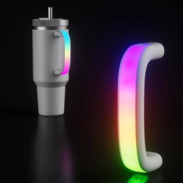 Imagem de Alça de copo com iluminação LED de 6 cores para Stanley 1,134 g/850 g, alça confortável para garrafa de água Stanley Tumbler - compatível com acessórios de copo Stanley de 1,134 g, uso ao ar livre