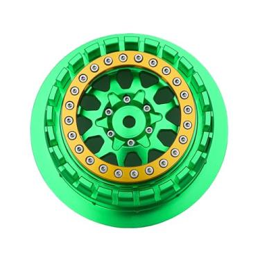 Imagem de BeaxTurbo Racing Upgrade Parts RC CNC Aluminum Beadlock Wheel V2 Proline Hyrax Tire for Traxxas UDR 1/7 Green 1PCS (Green/Gold)