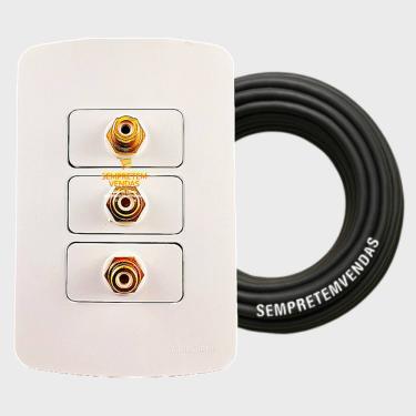 Imagem de Painel Parede Tomada Áudio e Cabo de Áudio 3 Metros