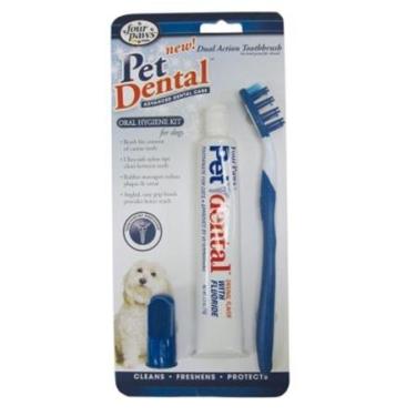 Imagem de Kit de higiene bucal PetDental para cães com escova de dentes de dupla ação