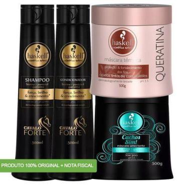 Imagem de Kit Haskell Cavalo Forte + Máscaras Queratina E Cachos Sim
