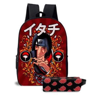 Imagem de Kit Mochila com Estojo Infantil Escolar Ninja do Anime Olhos Vermelhos