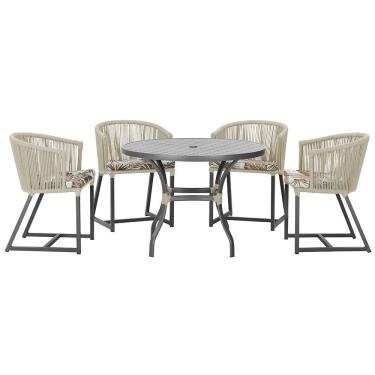Imagem de Mesa com 4 Cadeiras de Jantar Roma 100cm e Noronha em Aluminío