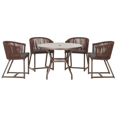 Imagem de Mesa com 4 Cadeiras de Jantar Roma 100cm e Noronha em Aluminío