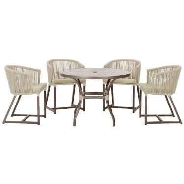 Imagem de Mesa com 4 Cadeiras de Jantar Roma 100cm e Noronha em Aluminío