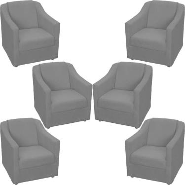 Imagem de Kit 6 Poltronas Mila Pé De Plástico Cromado - Preto Suede