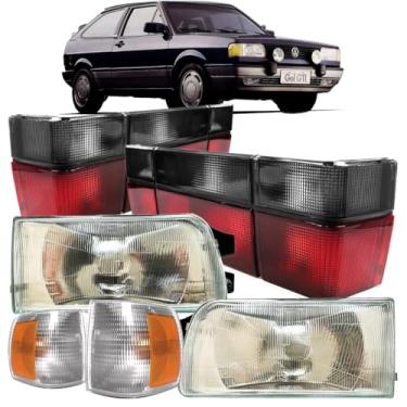 Imagem de Par Farol Gol Quadrado + Lanterna Fumê + Pisca Cristal 91 92 93 94 95