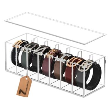 Imagem de STRIVE FLEX Organizador de cinto, armazenamento de cinto de acrílico para armário com capa contra poeira – suporte de exibição de recipiente de cinto transparente para gaveta, organizador de cinto de