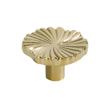 Imagem de Puxadores de móveis em formato de folha de babados galvanizados dourados brilhantes, latão maciço, porta de armário de cozinha de luxo, maçaneta de cômoda, diâmetro de 29 mm