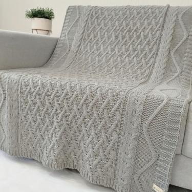 Imagem de Manta de Tricô Para Sofá Poltrona Cobertor Cama Malha Encorpada 150x90cm Usufruto Decoração Sala S05 (Cinza Grafite)