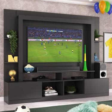 Imagem de Rack Estante Com Painel Tv 65" E 2 Portas Catar Multimóveis Br3395 Preto