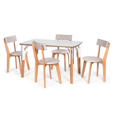 Imagem de Conjunto De Mesa Jantar Sublime Com 4 Cadeiras Estofadas Vime