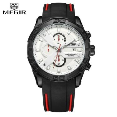 Imagem de Relógio De Pulso Masculino Megir 2055 à Prova D'água Branco