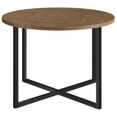 Imagem de Mesa De Centro Redonda Artesano 50 Cm (largura) Em Mdp Bp Estrutura Preta Metálica Em Aço Vermont