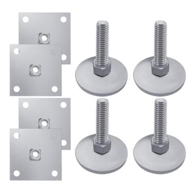 Imagem de BigHead Conjunto de 4 niveladores de perna resistentes de 5 cm com placas de montagem - compatível com armários fliperama e máquinas de pinball (Bally, Williams, Stern) - protetores de piso giratórios
