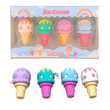 Imagem de Borracha Fofa Sorvete Casquinha Kit C- 4 Papelaria Divertida