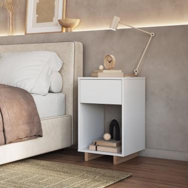 Imagem de Mesa De Cabeceira E Lateral Com 1 Gaveta Nomad Branco / Montana