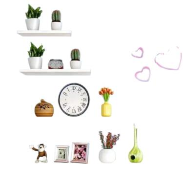 Imagem de Conjunto Estante Lisa Suporte Invisível MDF Reto Parede Branca Organizador de Livros Cozinha Quarto (3 Reta 60x20)