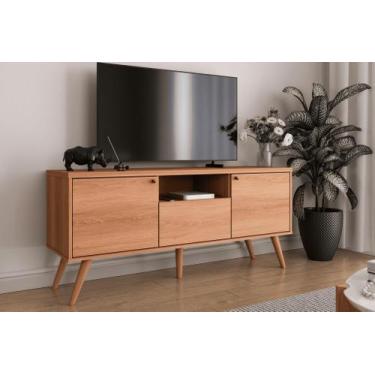 Imagem de Rack Bancada Para Tv com pés em madeira River 1,36 Lukaliam, JEQUITIBA