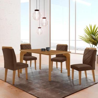 Imagem de Mesa de Jantar Liz 120cm MDF Canto copo e com 4 Cadeiras Melissa - Mod