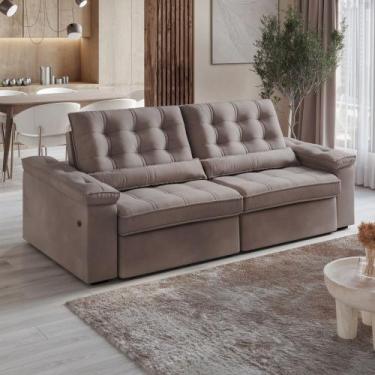 Imagem de Sofá 4 Lugares Retrátil Reclinável 252cm USB Veludo Ilheus Bexs Estofa