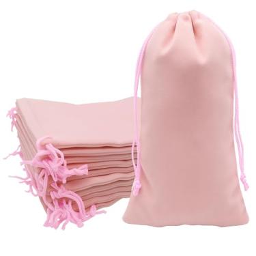 Imagem de Mandala Crafts Sacos com cordão de veludo rosa empoeirado 17 x 38 – 15 bolsas longas de veludo com cordão a granel para lembrancinhas de festa e casamento, embrulho de presente e embalagem de garrafa