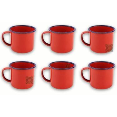 Imagem de Caneca Esmaltada Retro Antiga Vermelha 150ml 6 Unidades - Leão Verde
