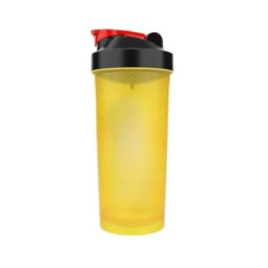 Imagem de Coqueteleira Preto/Amarelo 600ml Academia Treino Musculação Shake Design Exclusiva