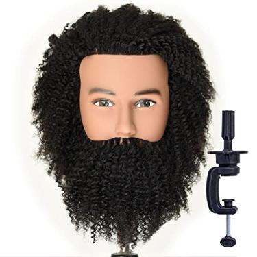 Imagem de Newshair Cabeça De Manequim Masculino 8" A 10" 100% Cabelo Humano Cacheado Para Cabeleireiro, Treinamento Cosmetologia E Suporte Grampo Grátis